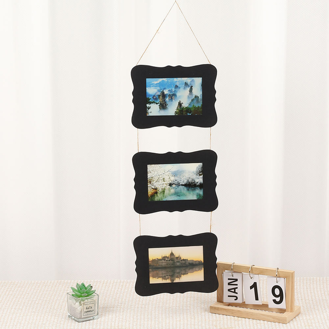 Hot Sale 5x7 papel de papelão duro pendurado quadros de casamentos Família bebê fotos-triple moldura colagem decoração de parede álbuns de fotos