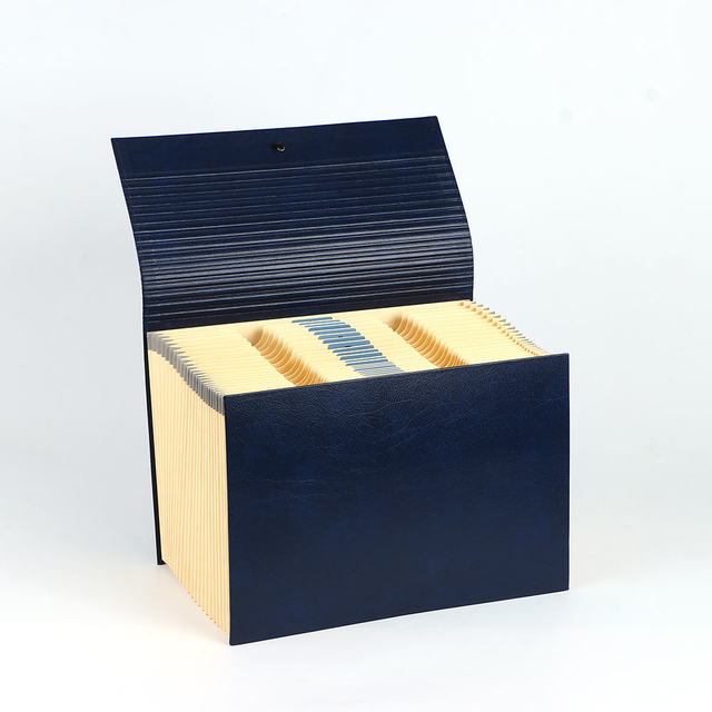 Personalize o OEM por atacado OEM 24 bolsos de expansão Pasta A4 PU Capa dura Bungee de bungee Office School Office Use Recyclable