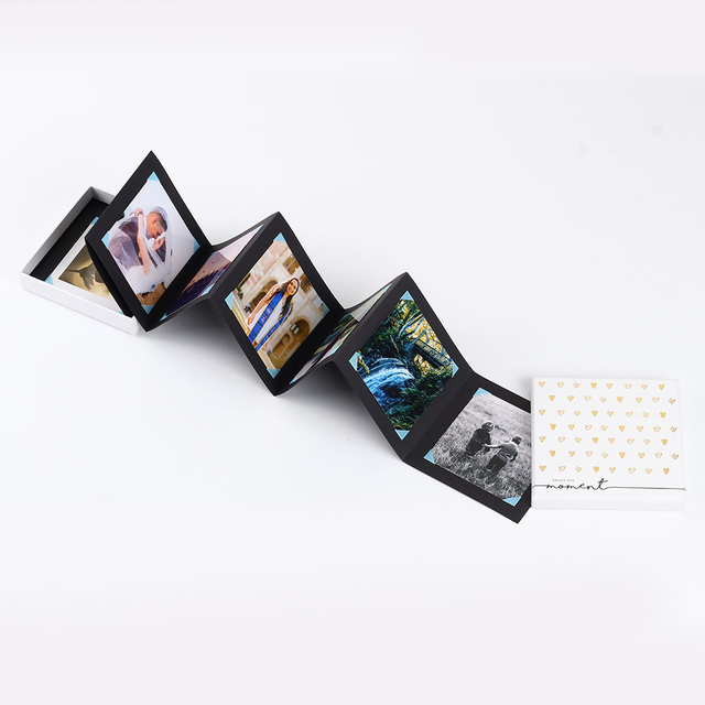 Logotipo personalizado por atacado Polaroid dobring acordeão álbum de fotografia aniversário bebê família box de memória