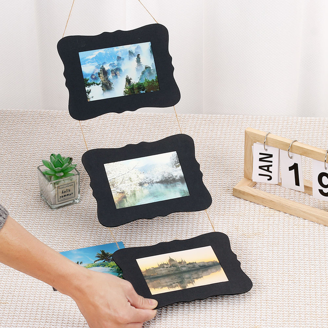 Hot Sale 5x7 papel de papelão duro pendurado quadros de casamentos Família bebê fotos-triple moldura colagem decoração de parede álbuns de fotos