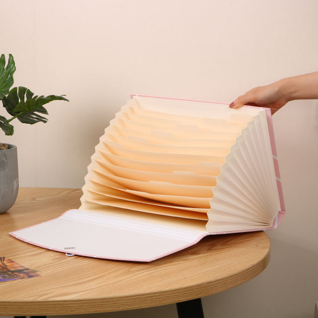 Logotipo personalizado por atacado A4 Organizador de documentos de papelão Expandindo Pasta de artigos de papelaria escolar sacos de papel fofos