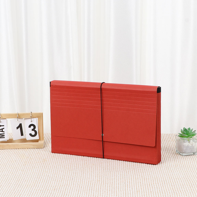 Logotipo personalizado de atacado A4 tamanho 21-bolso Kraft Paper Accordion File Paster com organizador de arquivamento de documentos da escola de borracha