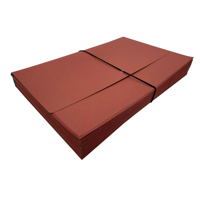 Logotipo personalizado 21-Pocket Kraft Paper Accordion File Pasta A4 Tamanho Escolar Saco da carteira Organizador de documentos Arquivo de borracha de borracha