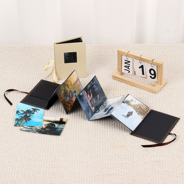 Atacos personalizam o logotipo 4x6 Álbum de fotos dobráveis ​​de papel com janela de formatura de aniversário Family Family Baby Gift