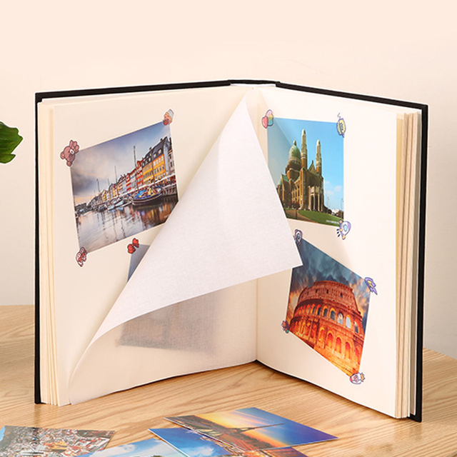 Logotipo personalizado 4x6 e 6x4 Size álbuns de fotos de capa dura de pano material glassine papel diy encadernação perfeita para a escola de bebê de casamento