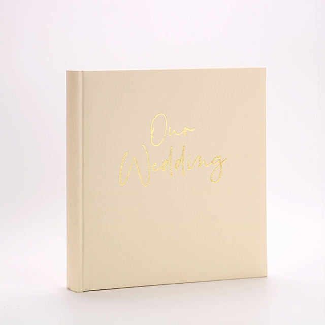 Factory Custom Hard Cover Diy Paper Wedding Álbum perfeito Combate com couro PU e papel Glassine para fotos de segurança