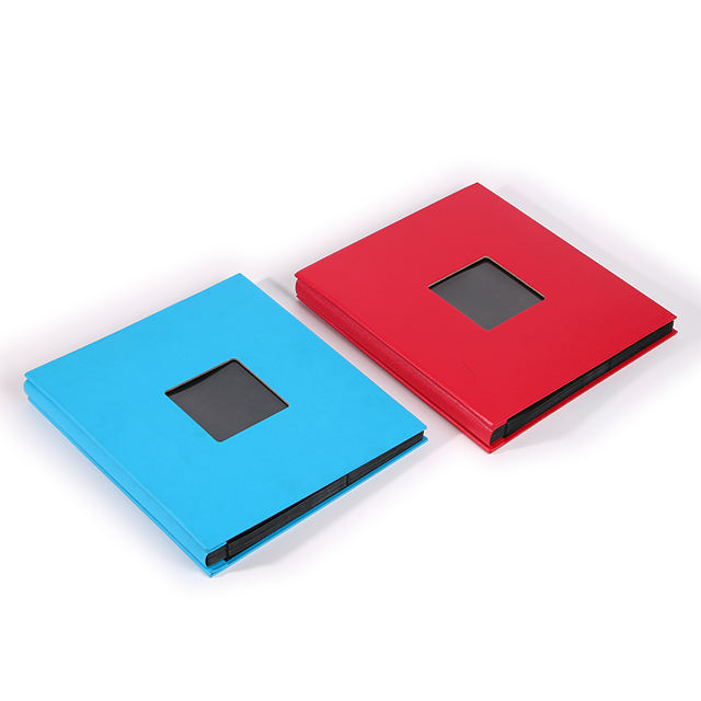 Álbum de fotos de capa dura colorida com design de janela de bolso de 500 para fotos de casamento com logotipo de impressão personalizada de diy slip-in