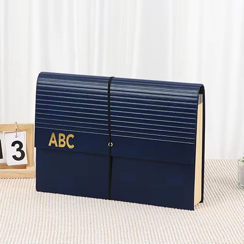 Pasta de arquivo em expansão de 24 bolsos OEM A4 CAPA PU CAPA