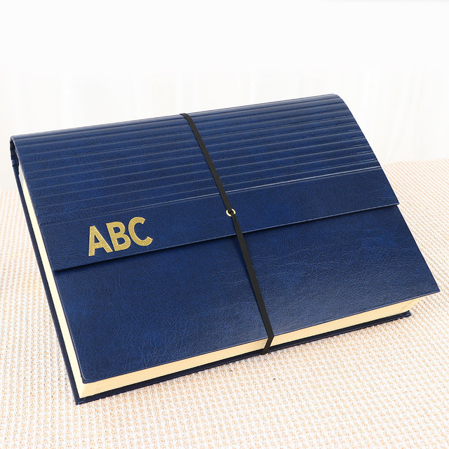 Papel por atacado de 24 bolsos de expansão Organizador A4 Tamanho PU Capa de papelão dura Bungee Fechamento da escola Uso de escritório