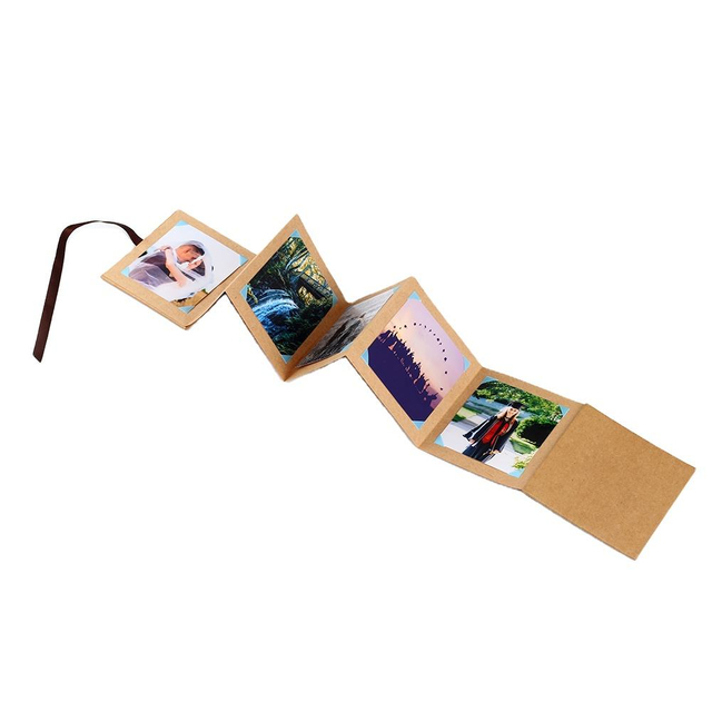 LOGO LOGO Custom Wholesale Kraft Paper Ribbon Knot Dobring Acordeão Álbum Postal Cartão para Família de Aniversário de Aniversário