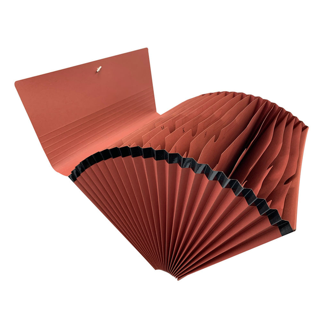 Logotipo personalizado A4 Tamanho 21-Pocket Kraft Paper Accordion File Pasta com organizador de arquivamento de documentos da bolsa de borracha para escolaridade