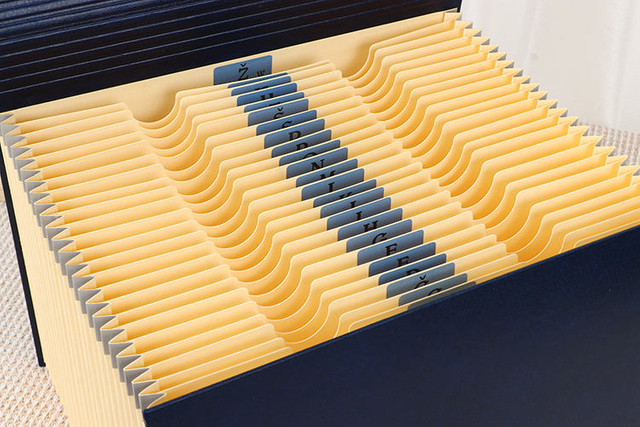 Pasta de arquivo em expansão de 24 bolsos OEM A4 CAPA PU CAPA