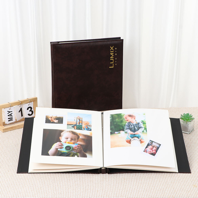 OEM LOGO Custom 4x6 Scrapbook Álbum de recados por atacado Auto-adesivo PU Cover de couro Kpop Casamento Baby Birthday Photo Book