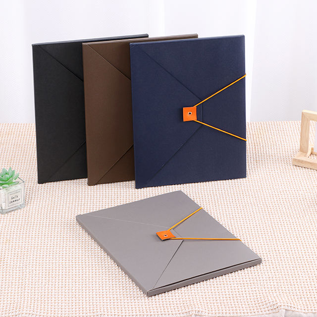 Pastas de arquivo duplex de tamanho A4 elegantes feitas de papelão fechadas com elástico em contraste em expansão da bolsa de documentos