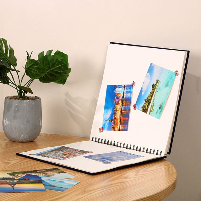 Álbum de fotos de papelão branco feito em barragem branca com encadernação em espiral e pano para casamento e fotos de fotos de fábrica de fábrica