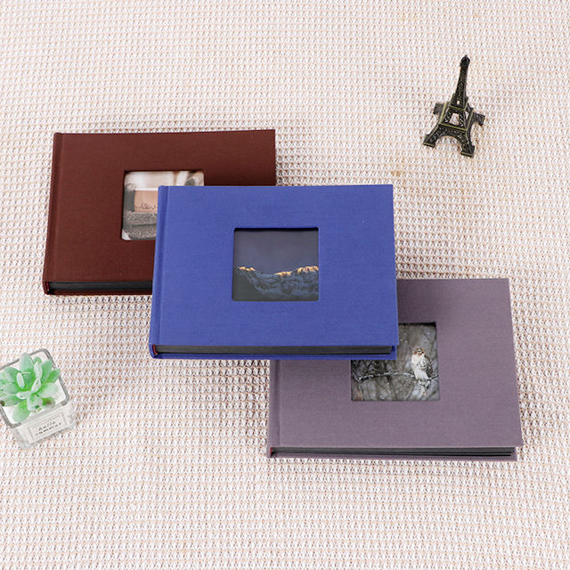 DIY Slip-in Photo Álbum Papel Material Janela frontal 6x4 4x6 Taça de tecido de linho colorido para casamento Baby Family Photo Book
