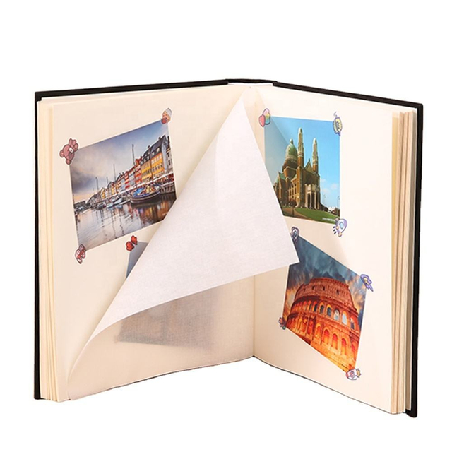 Logotipo personalizado por atacado DIY Perfect Binding Álbum Hardcover 4x6 6x4 Tamanho Lão de linho Casamento Baby School Photos Glassine Papel