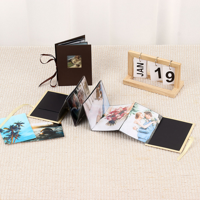 Atacos personalizam o logotipo 4x6 Álbum de fotos dobráveis ​​de papel com janela de formatura de aniversário Family Family Baby Gift